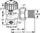 Thermostatventilunterteil in Eckform mit Gewindeanschlüssen, gefertigt von IMI Hydronic Engineering, dargestellt mit maßlichen Angaben und technischen Details im Diagramm.